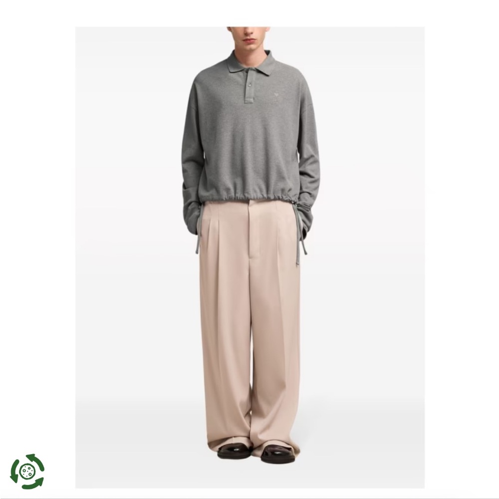 Ami Paris Embroidered Cropped Polo Shirt
